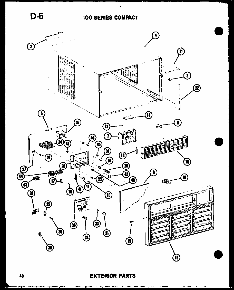 Exterior Parts Diagram and Parts List for 109-5PE P54975-32R Amana Air Conditioner