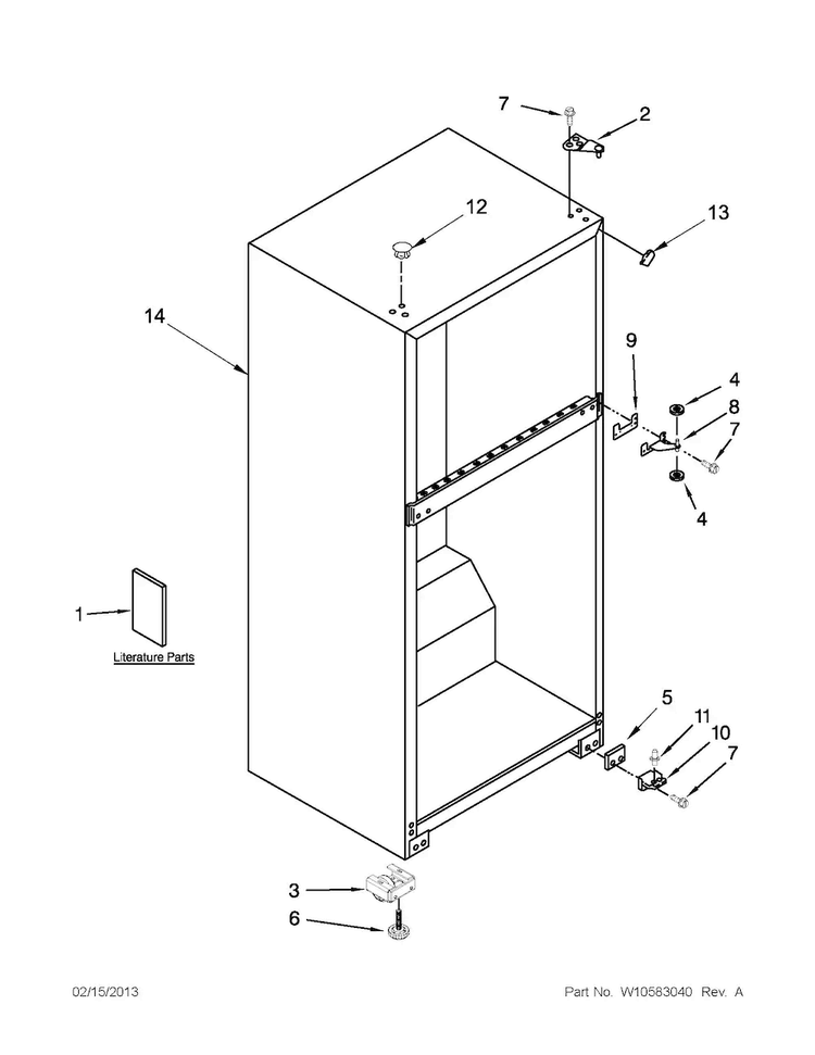Cabinet Parts Diagram and Parts List for A4TCNWFBB00  Amana Refrigerator