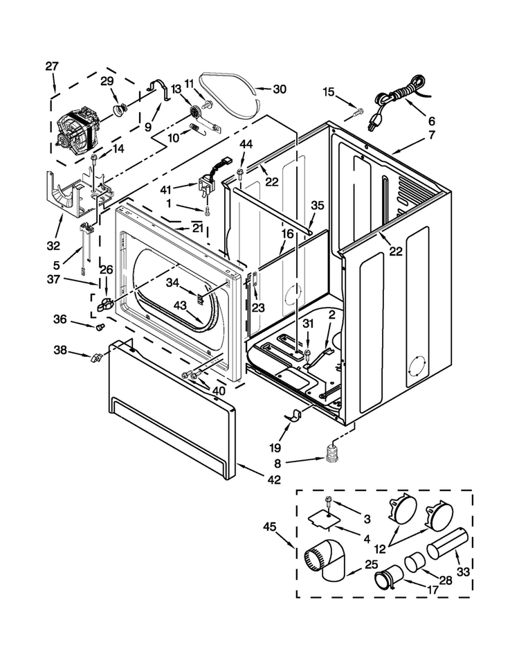 Cabinet Parts Diagram and Parts List for MGDX700XL2  Maytag Dryer