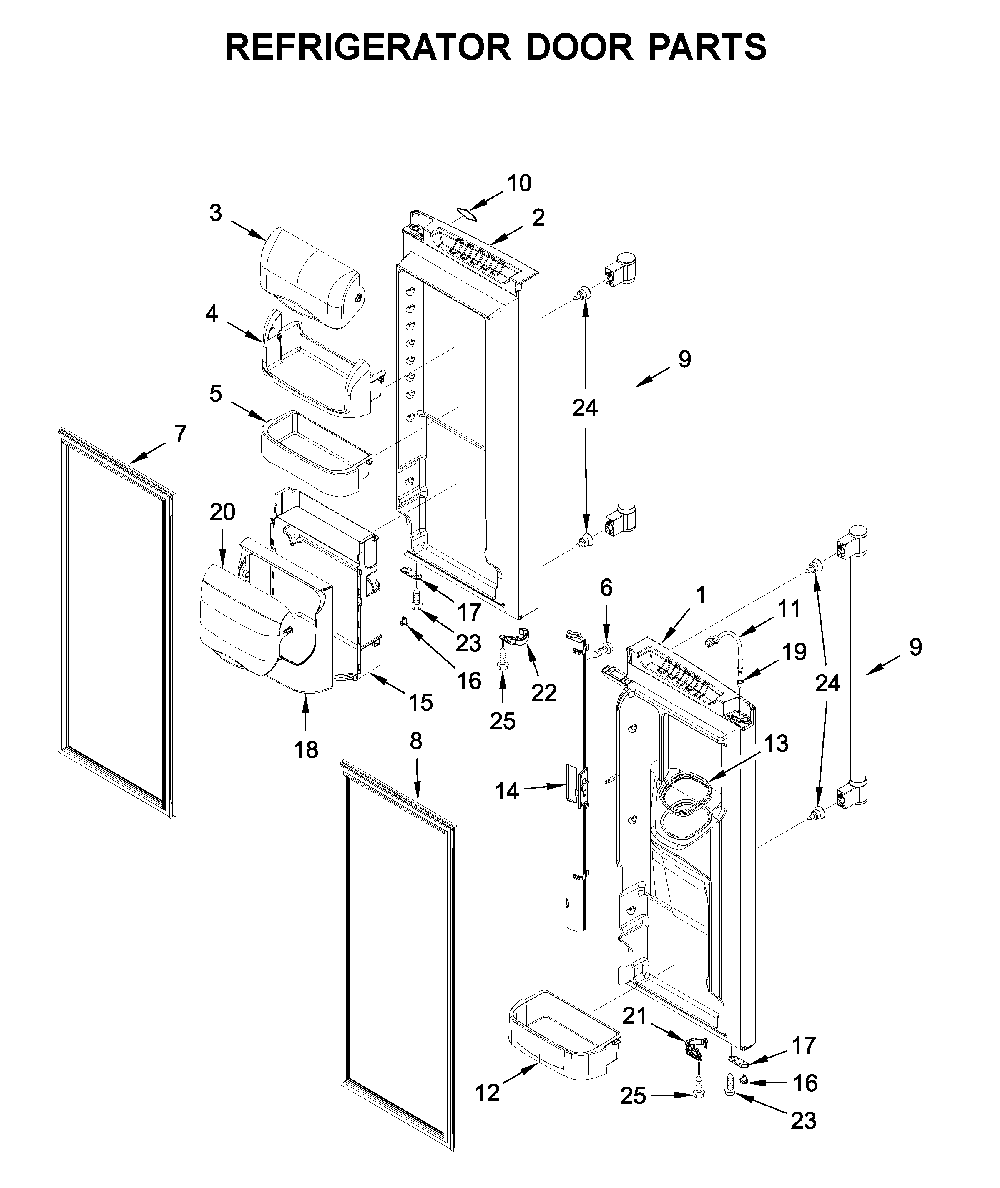 Refrigerator door parts Diagram and Parts List for MFI2269FRB02  Maytag Refrigerator