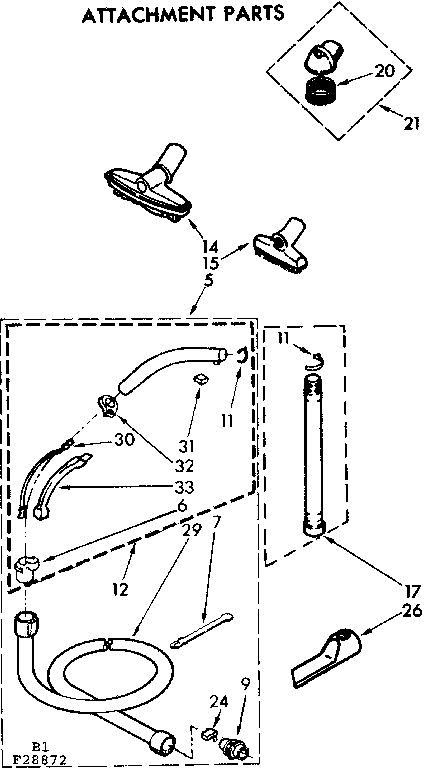 Attachment Parts Diagram and Parts List for 11628872  Kenmore Canister Vacuum