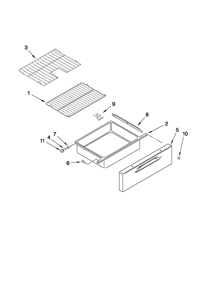 Drawer And Rack Parts Diagram and Parts List for AER5845QAF17  Amana Range