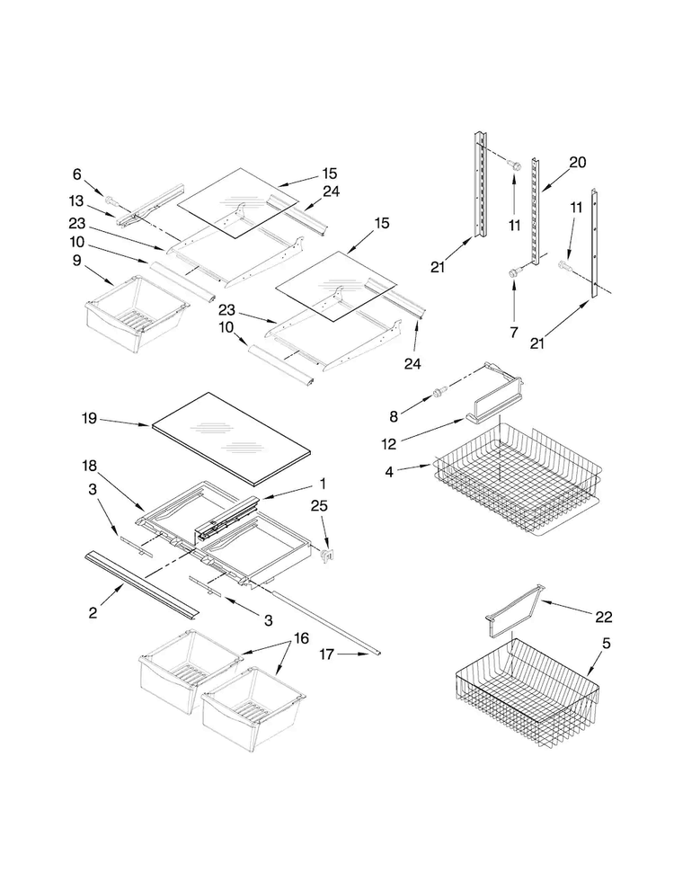 Shelf Parts Diagram and Parts List for ABB2522FEB2  Amana Refrigerator