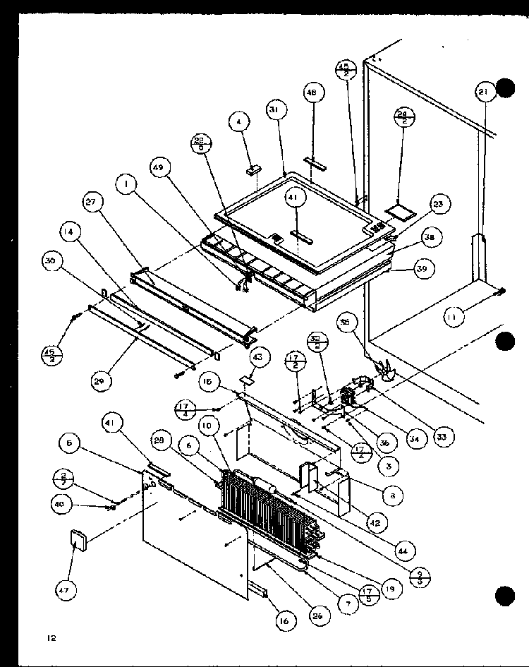 Evaporator Diagram and Parts List for BL20QW-P1125503WW  Amana Refrigerator