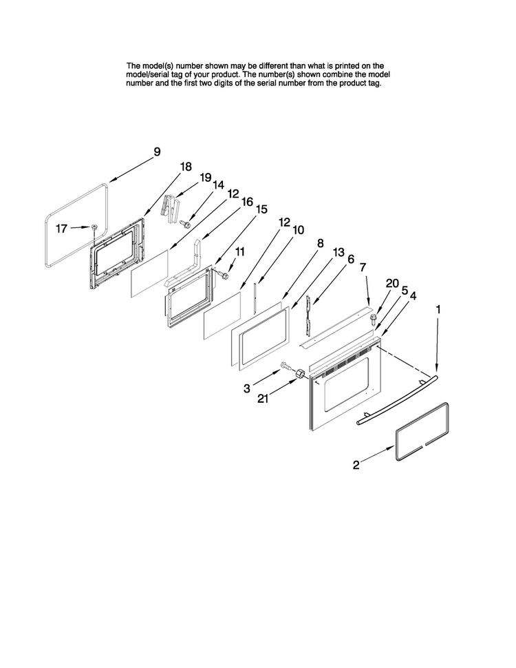 Lower Door Parts Diagram and Parts List for JER8895BAS12  Jenn-Air Range