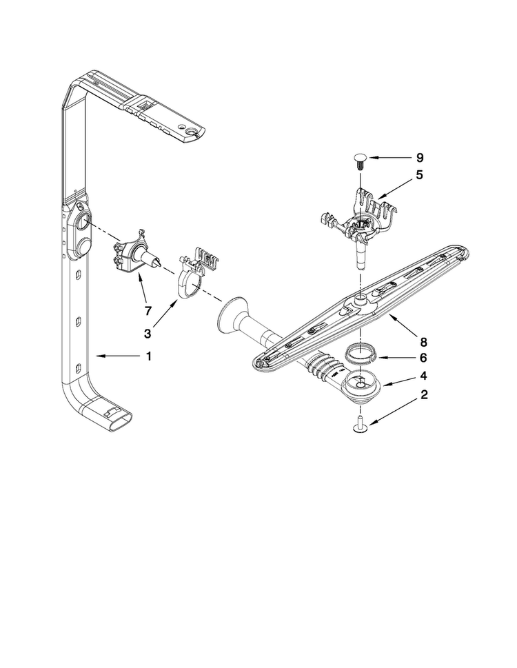 Upper Wash And Rinse Parts Diagram and Parts List for MDB4630AWS3  Maytag Dishwasher