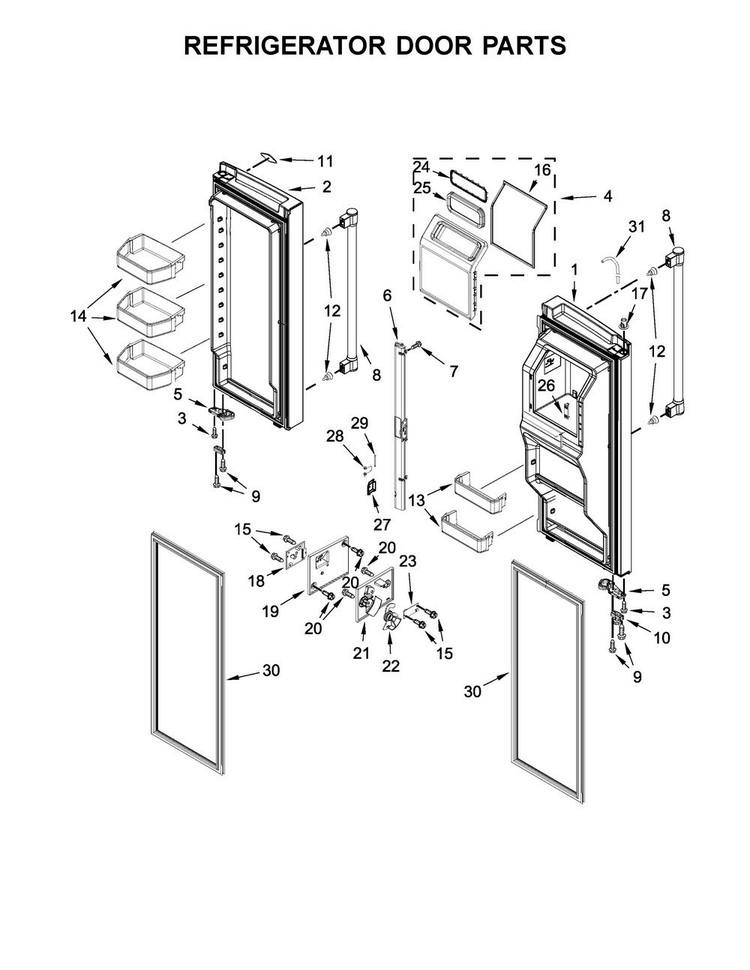 Refrigerator Door Parts Diagram and Parts List for MFT2776FEZ00  Maytag Refrigerator