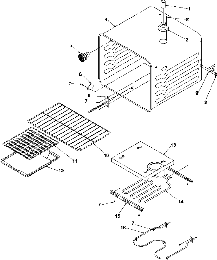 Cavity Diagram and Parts List for AOES2730E-P1132357NE  Amana Wall Oven