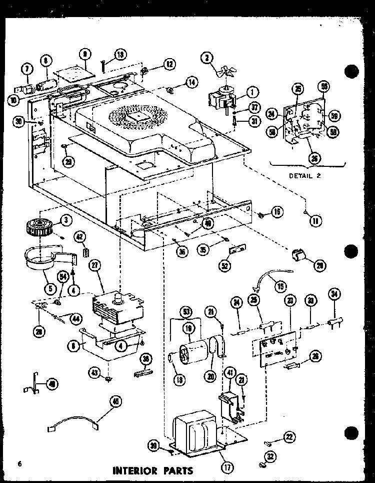 Interior Parts Diagram and Parts List for ML-3 P73720-2M Amana Microwave