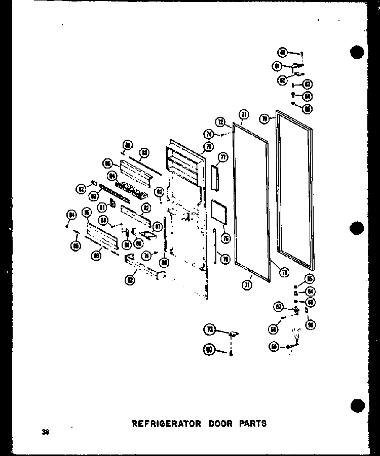 Refrigerator Door Parts Diagram and Parts List for SRI19W-AG-P60340-24WG  Amana Refrigerator