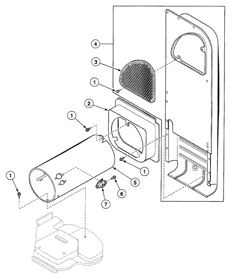 Heater Duct Diagram and Parts List for SSGB09WJ  Speed Queen Dryer