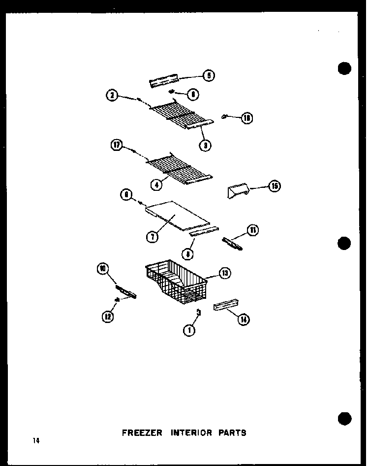 Freezer Interior Parts Diagram and Parts List for SRI19W-A-P60350-49WA  Amana Refrigerator