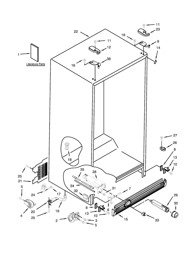 Cabinet Parts Diagram and Parts List for ASD2526VES00  Amana Refrigerator