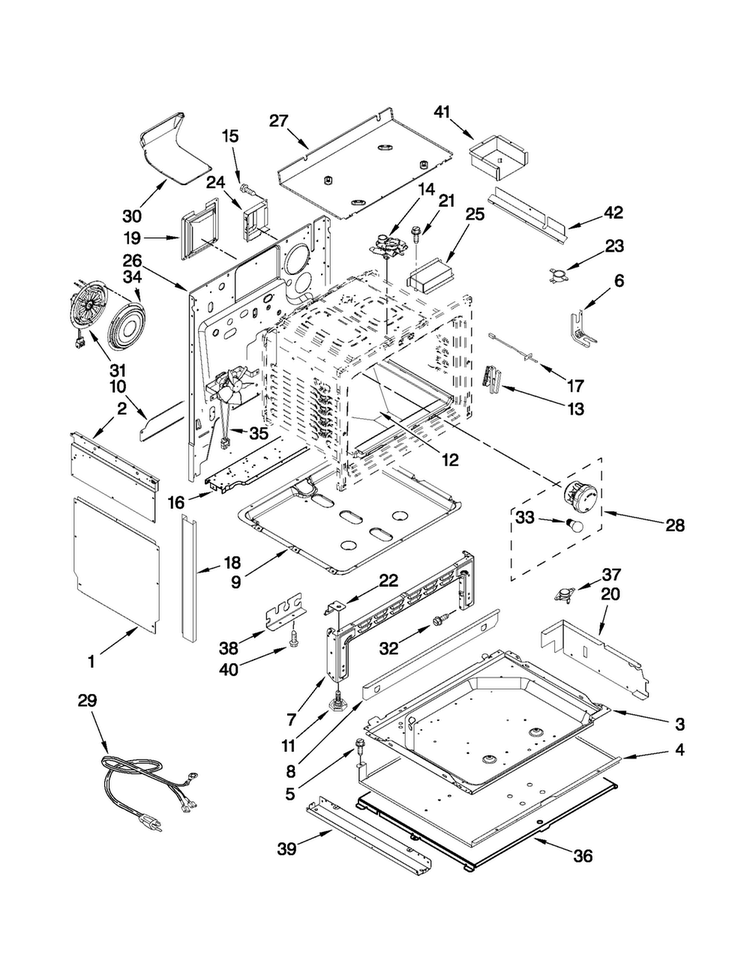 Chassis Parts Diagram and Parts List for JGS8850CDS01  Jenn-Air Range