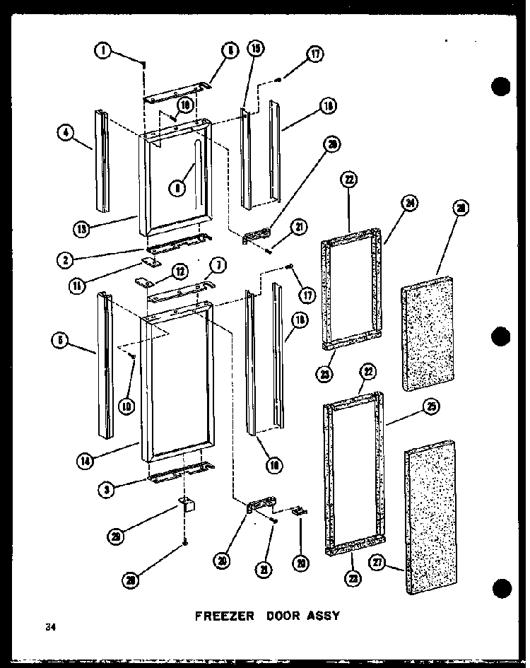 Freezer Door Assy Diagram and Parts List for SRI19W-AG-P60340-24WG  Amana Refrigerator