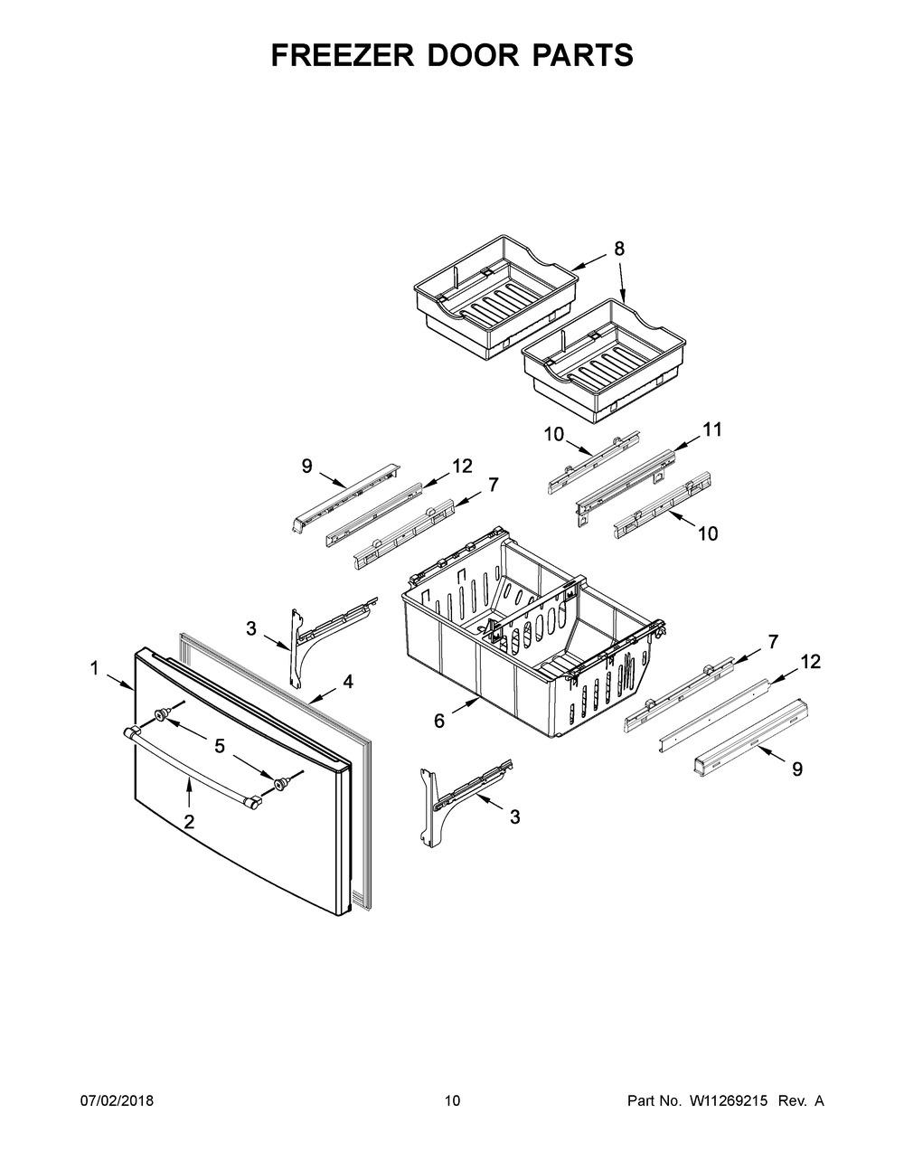 Freezer Door Parts Diagram and Parts List for MFI2269FRZ03  Maytag Refrigerator