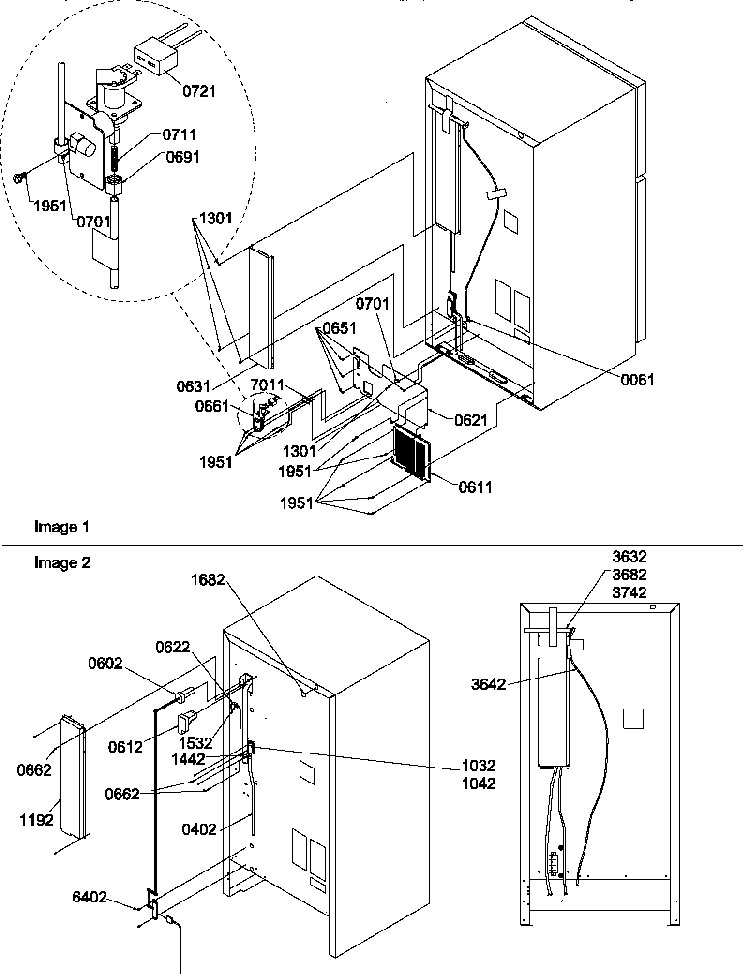 Cabinet Back Diagram and Parts List for TR21V2W-P1316001WW  Amana Refrigerator