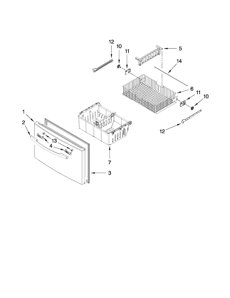 Freezer Door Parts Diagram and Parts List for MFI2665XEW1  Maytag Refrigerator