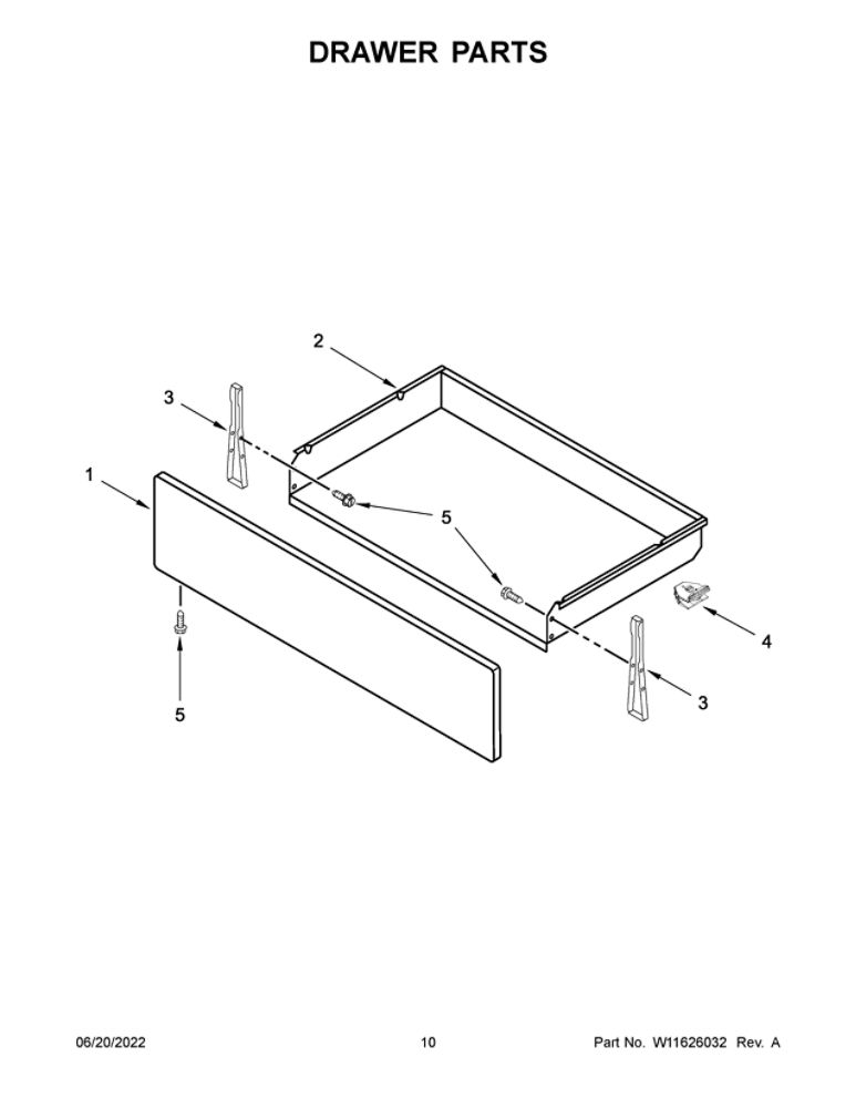 Drawer Parts Diagram and Parts List for YAER6603SMS0  Amana Range