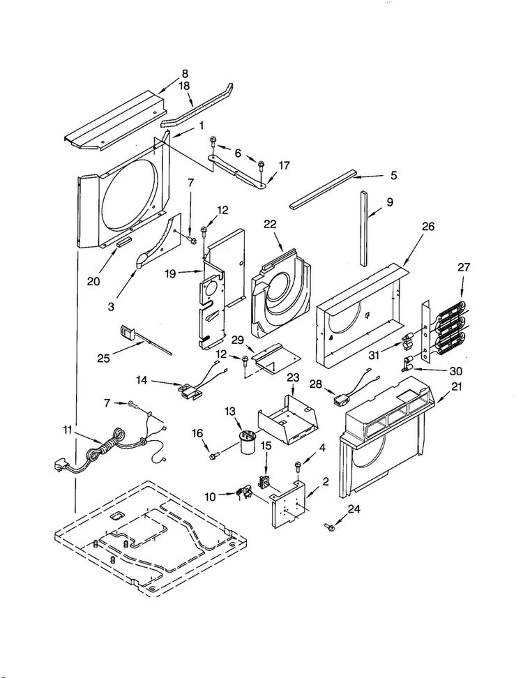 Airflow And Control Diagram and Parts List for CAH24WCR1  Crosley Air Conditioner