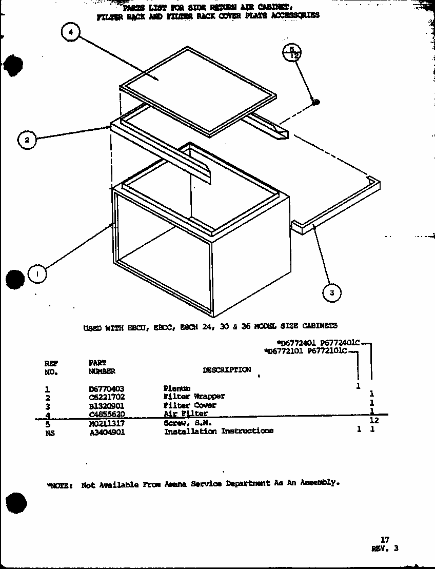 (d6772101/p6772101c) (d6772401/p6772401c) Diagram and Parts List for EBCC6000MA P6752108C Amana Air Conditioner