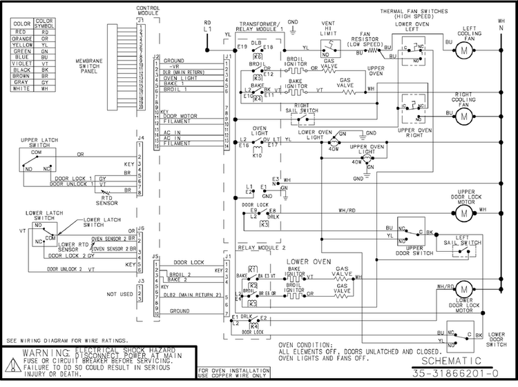 Wiring Information Diagram and Parts List for AOGD2750SS-P113253NSS  Amana Wall Oven