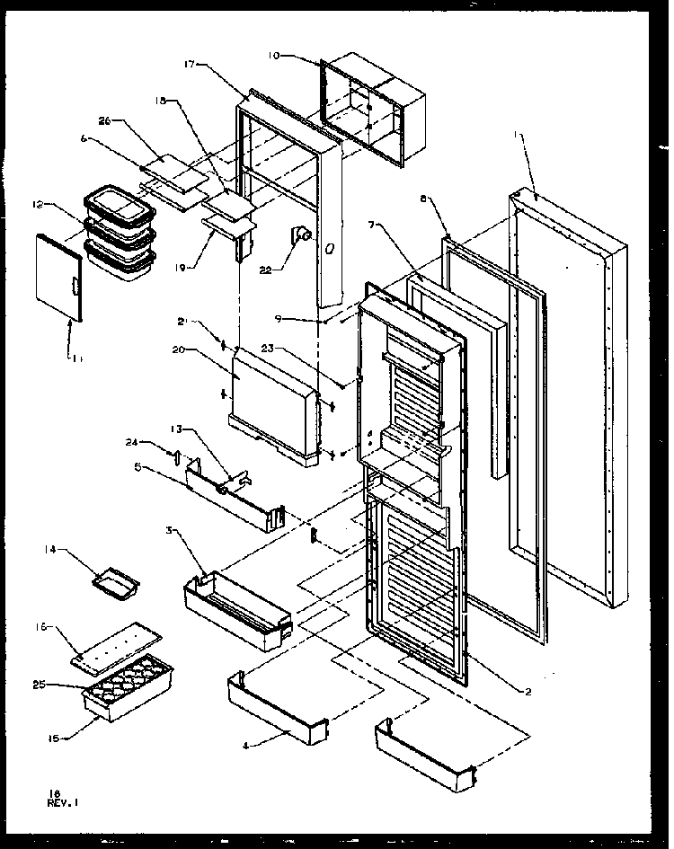 Refrigerator Door Diagram and Parts List for SQD25NBE-P1162402WE  Amana Refrigerator
