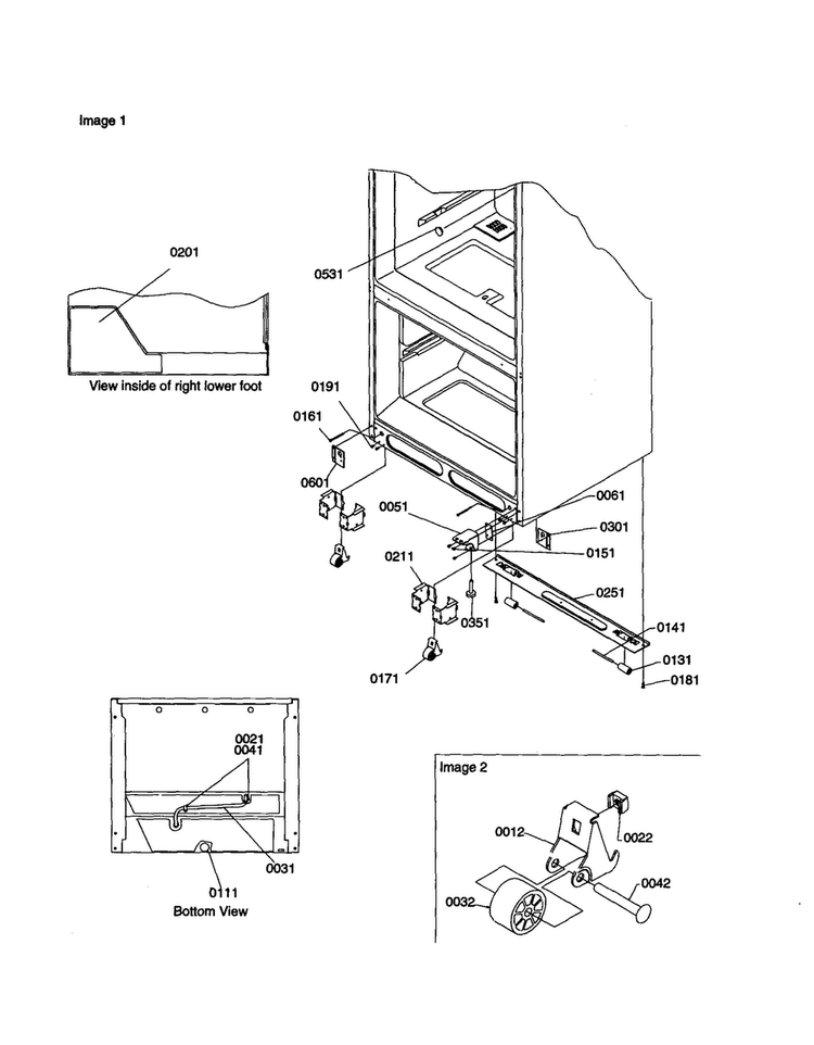 Insulation And Roller Assembly Diagram and Parts List for BCI20TL-P1309701WL  Amana Refrigerator