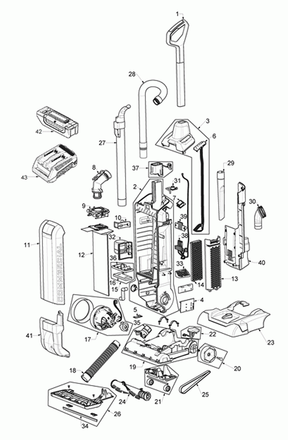 Diagram Diagram and Parts List for CH95413  Hoover Upright Vacuum