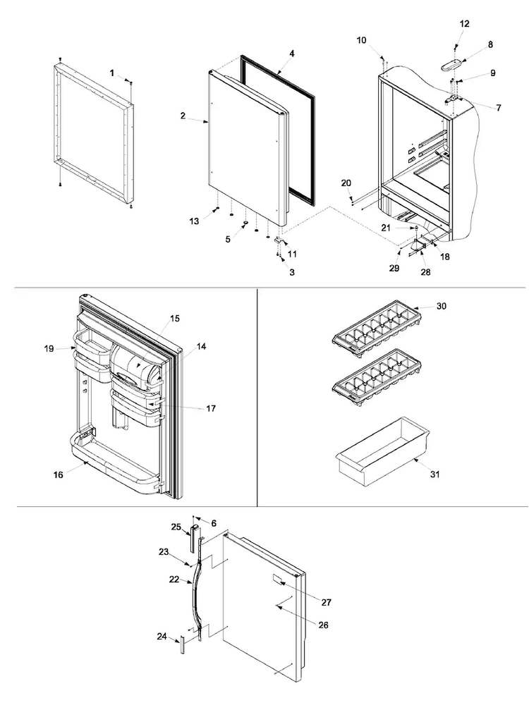 Refrigerator Door Diagram and Parts List for ARB190ZCB0  Amana Refrigerator