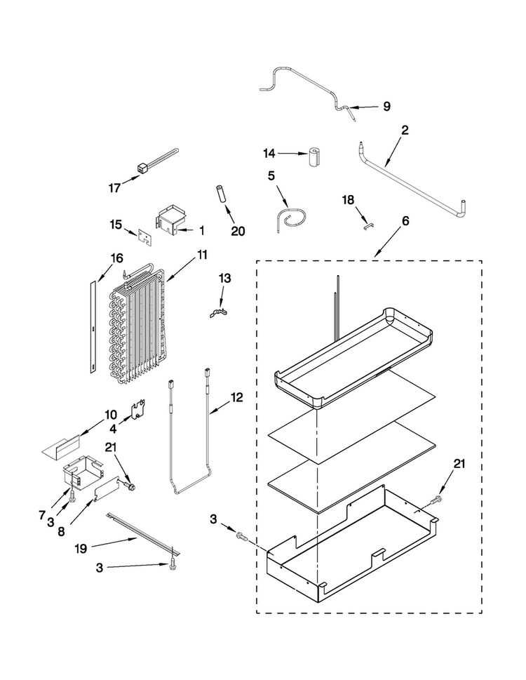 Lower Unit And Tube Parts Diagram and Parts List for JS42SEDUDW13  Jenn-Air Refrigerator