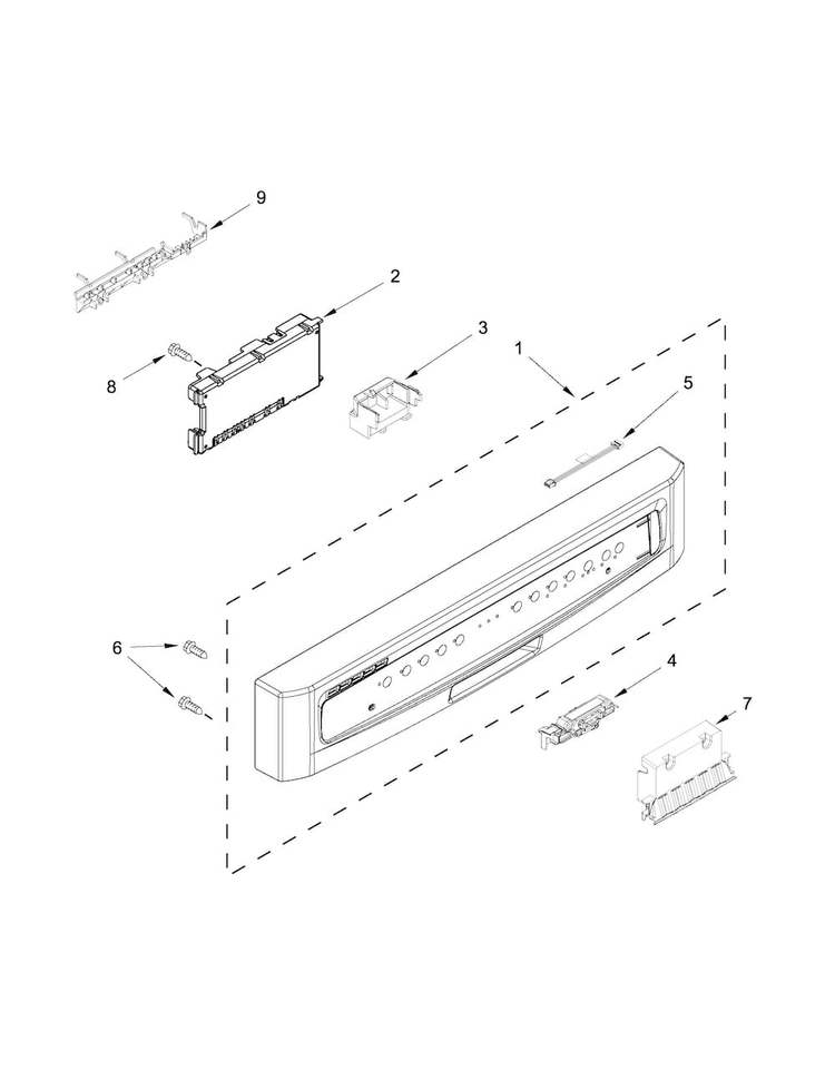 Control Panel And Latch Parts Diagram and Parts List for MDBH949PAM4  Maytag Dishwasher