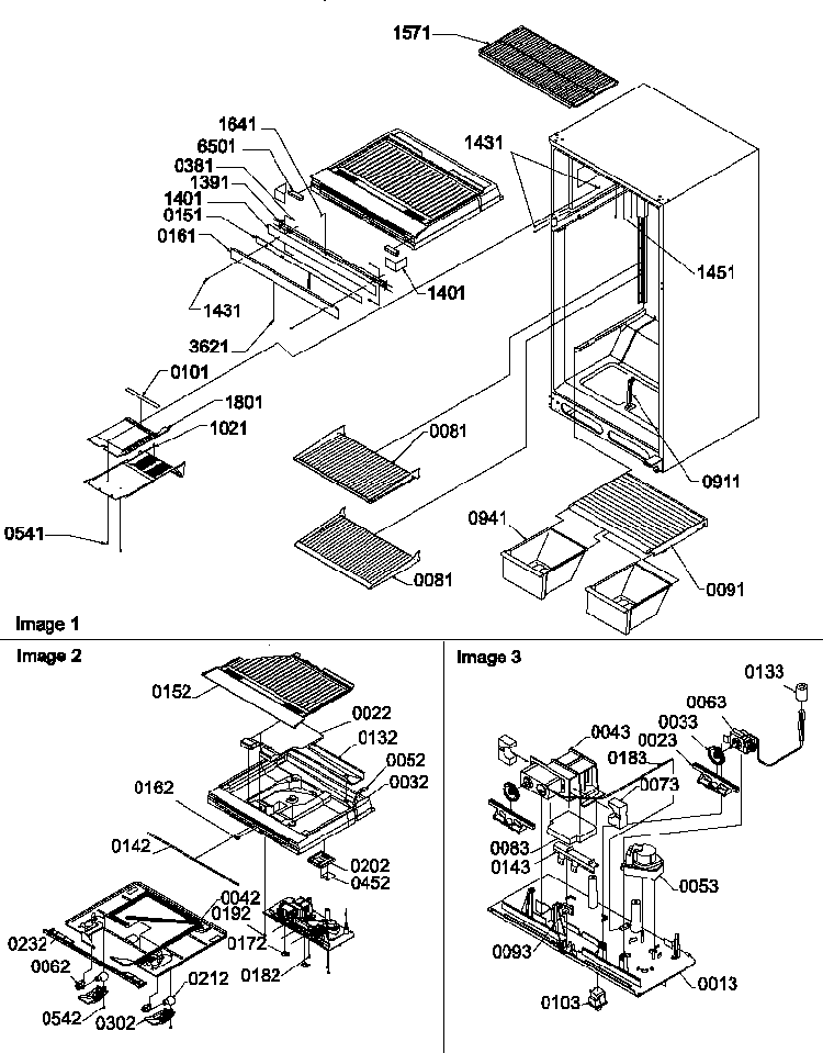 Interior Cabinet And Drain Block Assembly Diagram and Parts List for TM18VW-P1305902WW  Amana Refrigerator