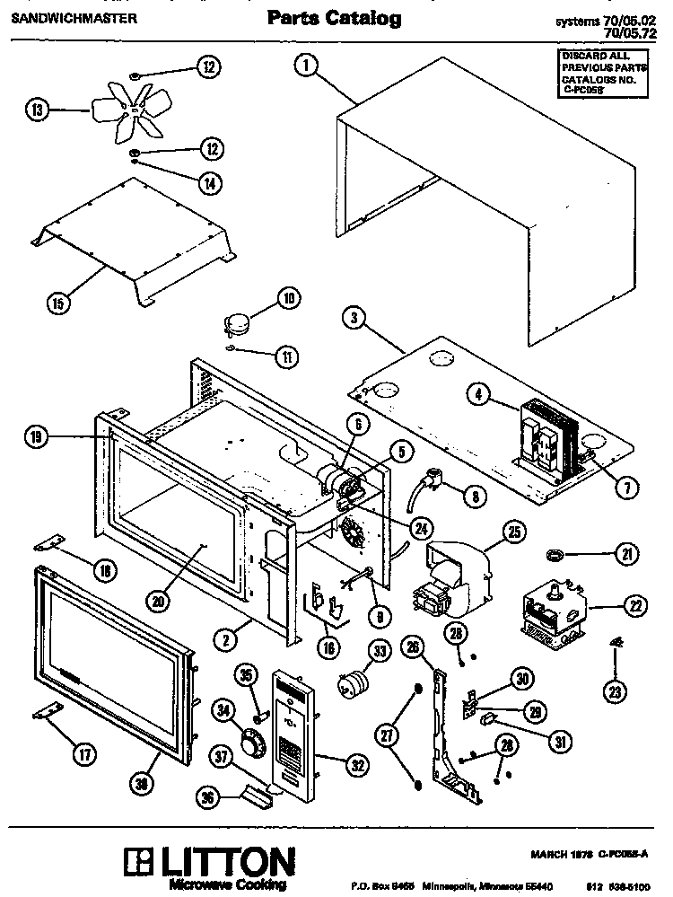 Section 18 Diagram and Parts List for 70 0502 Amana Microwave