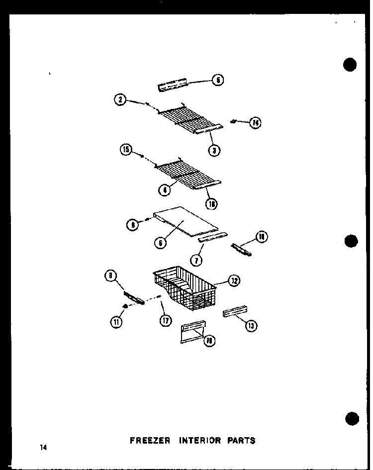 Freezer Interior Parts Diagram and Parts List for SRI519D-P73900-19W  Amana Refrigerator
