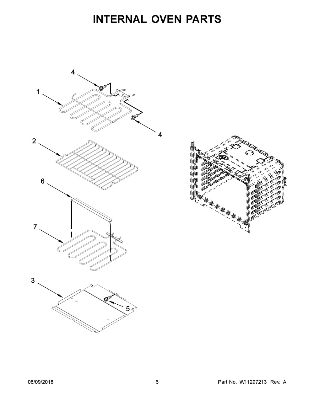 Internal Oven Parts Diagram and Parts List for AWO6317SFB02  Maytag Wall Oven