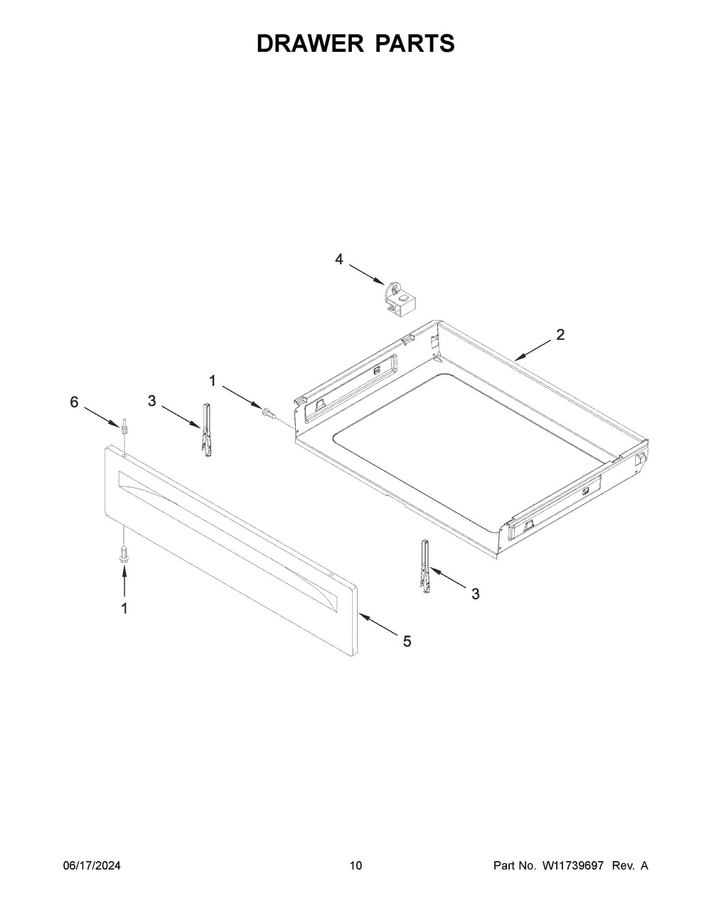 Drawer Parts Diagram and Parts List for ACR4303MFB8  Amana Range