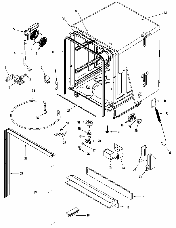 Tub Diagram and Parts List for MDB8951AWS10  Maytag Dishwasher