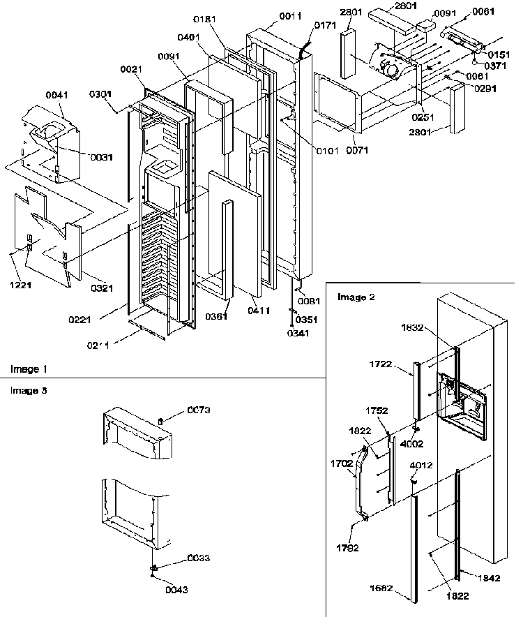 Freezer Door Diagram and Parts List for SXD25S2E-P1190421WE  Amana Refrigerator