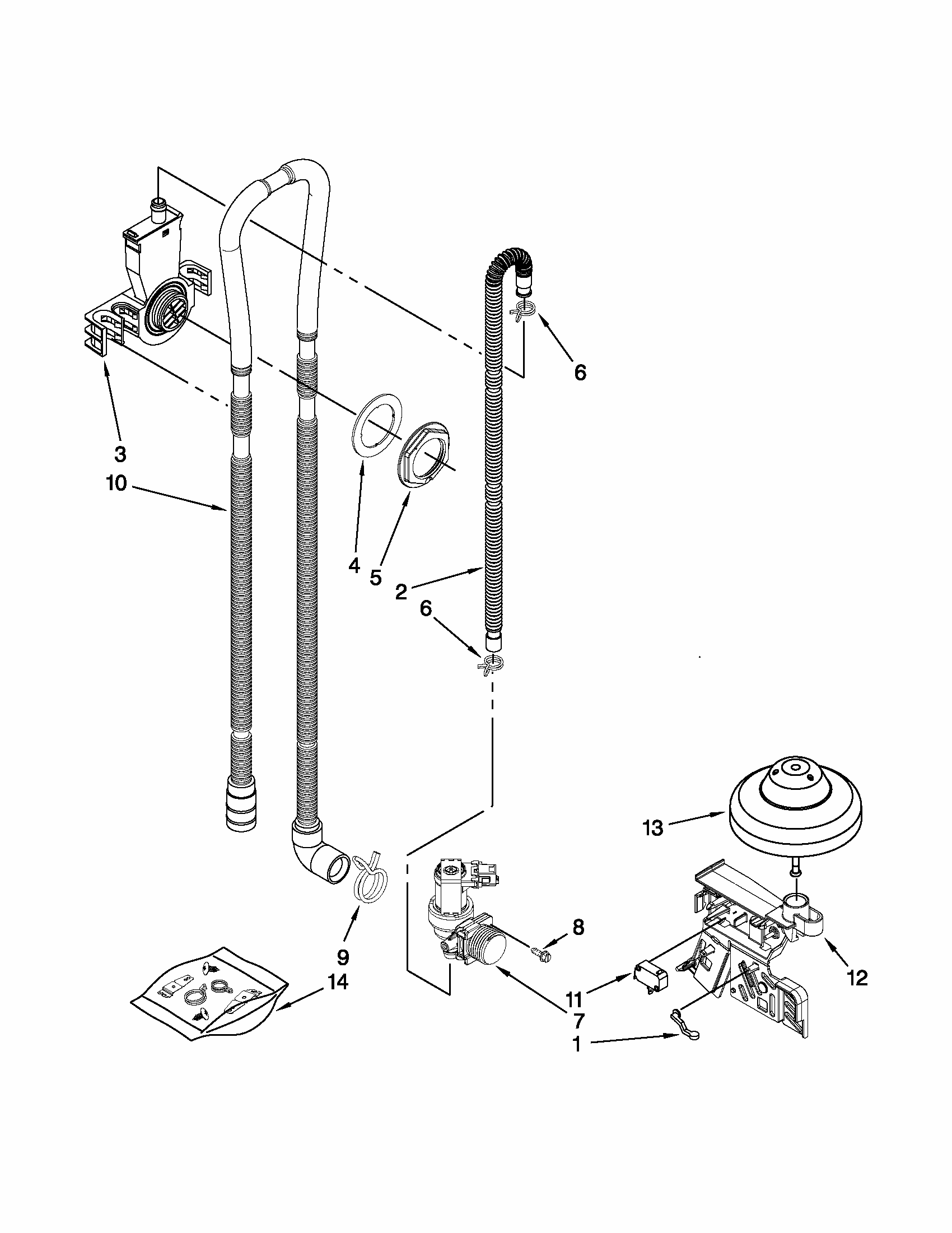 Fill, Drain And Overfill Parts Diagram and Parts List for MDB4709PAM2  Maytag Dishwasher