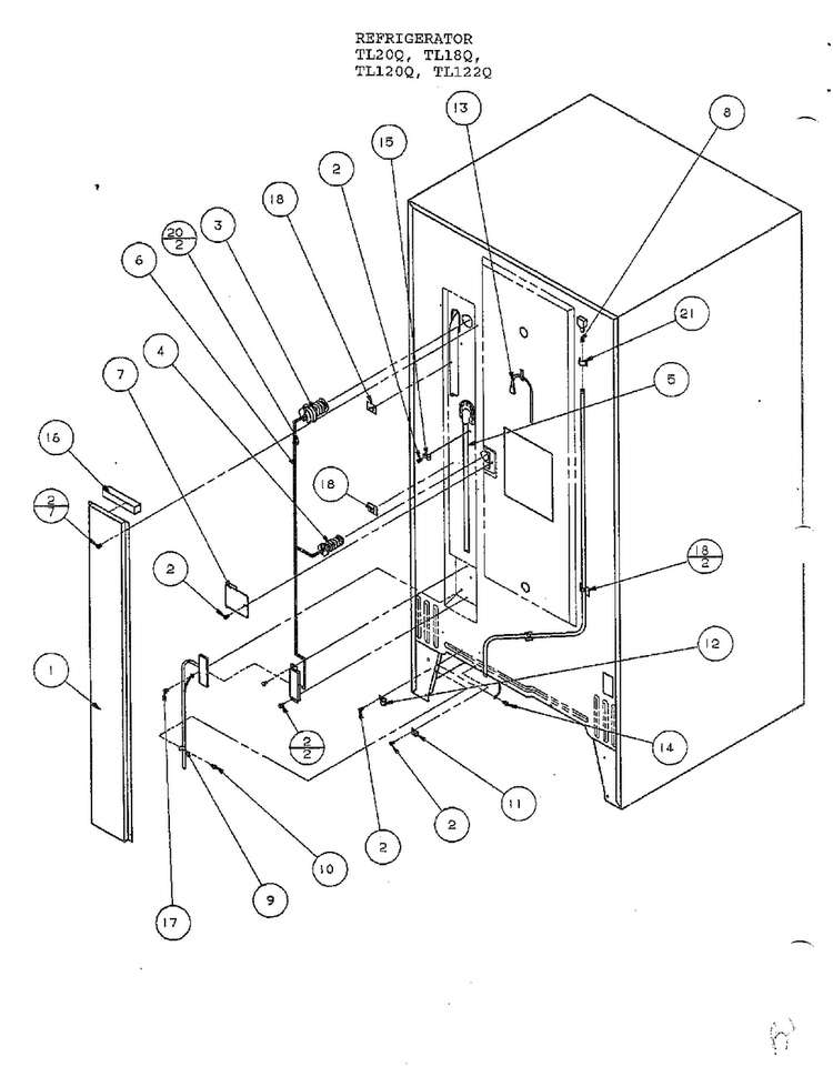 Cabinet Back Diagram and Parts List for TL120Q  Amana Refrigerator