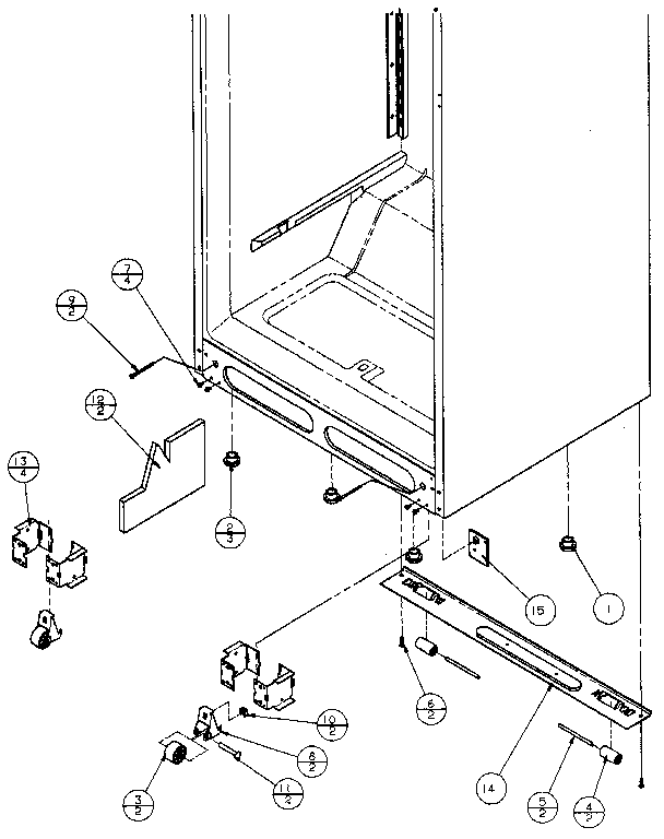 Cabinet Bottom Diagram and Parts List for TX19R-P1158502W  Amana Refrigerator