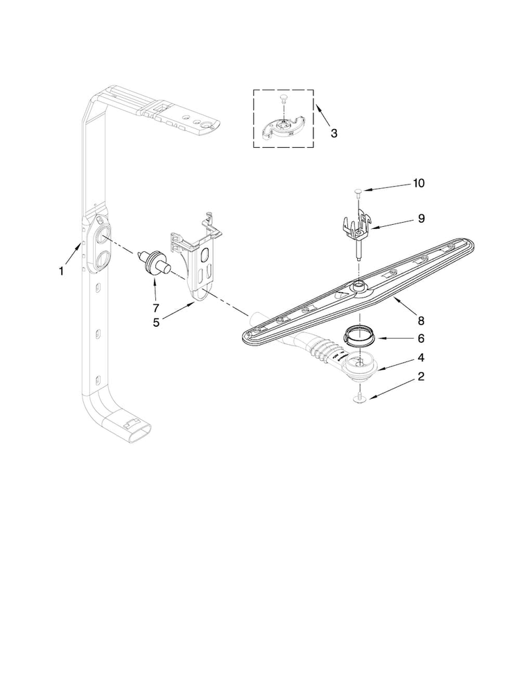 Upper Wash And Rinse Parts Diagram and Parts List for ADB1600AWB0  Amana Dishwasher