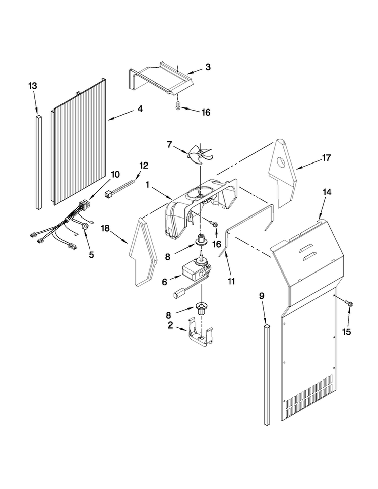 Air Flow Parts Diagram and Parts List for MSD2559XEB03  Maytag Refrigerator