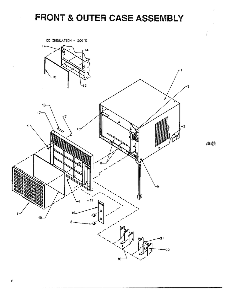 Front And Outer Case Diagram and Parts List for 5796  Amana Air Conditioner