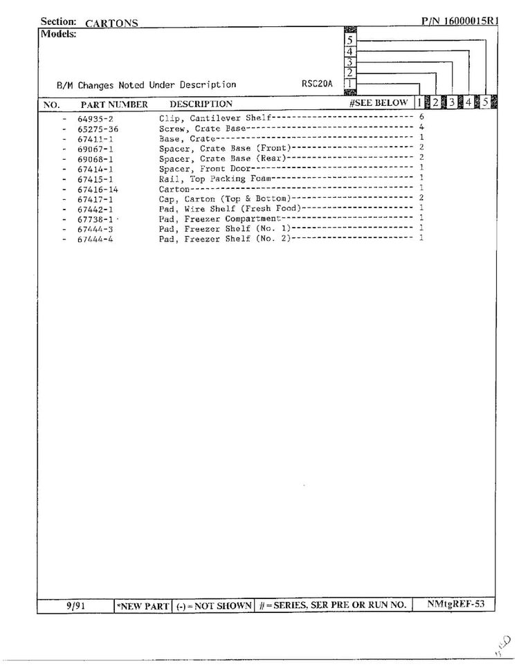 Cartons Diagram and Parts List for 20591  Maytag Refrigerator