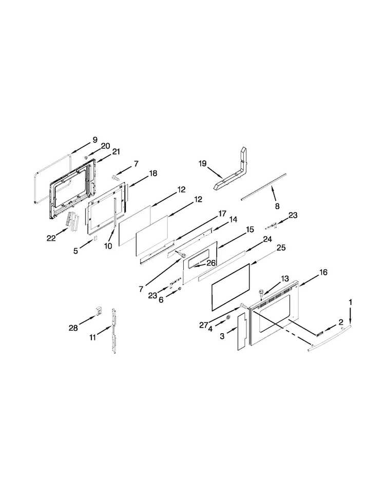 Door Parts Diagram and Parts List for JGS8860BDP18  Jenn-Air Range