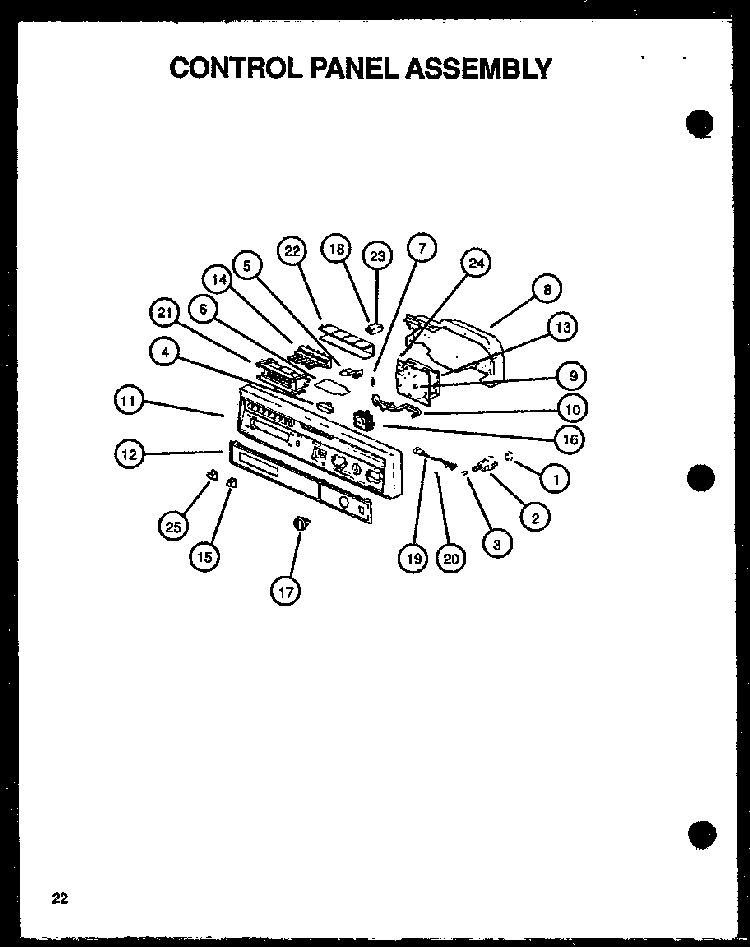 Control Panel Assembly Diagram and Parts List for DUS600B P1139732NB Caloric Dishwasher