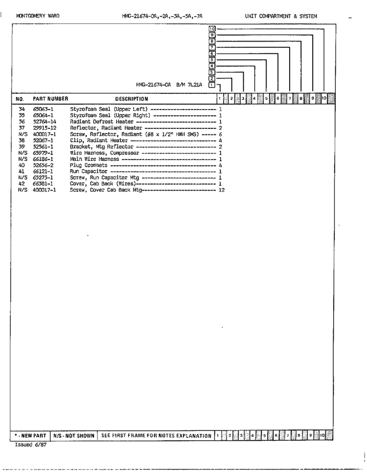 Unit Compartment And System Page 3 Diagram and Parts List for 21674A  Admiral Refrigerator