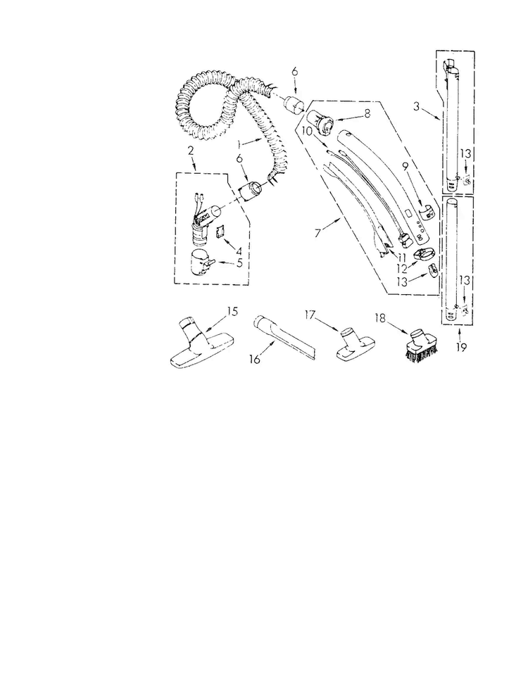 Hose And Attachments Diagram and Parts List for 1162314390  Kenmore Canister Vacuum